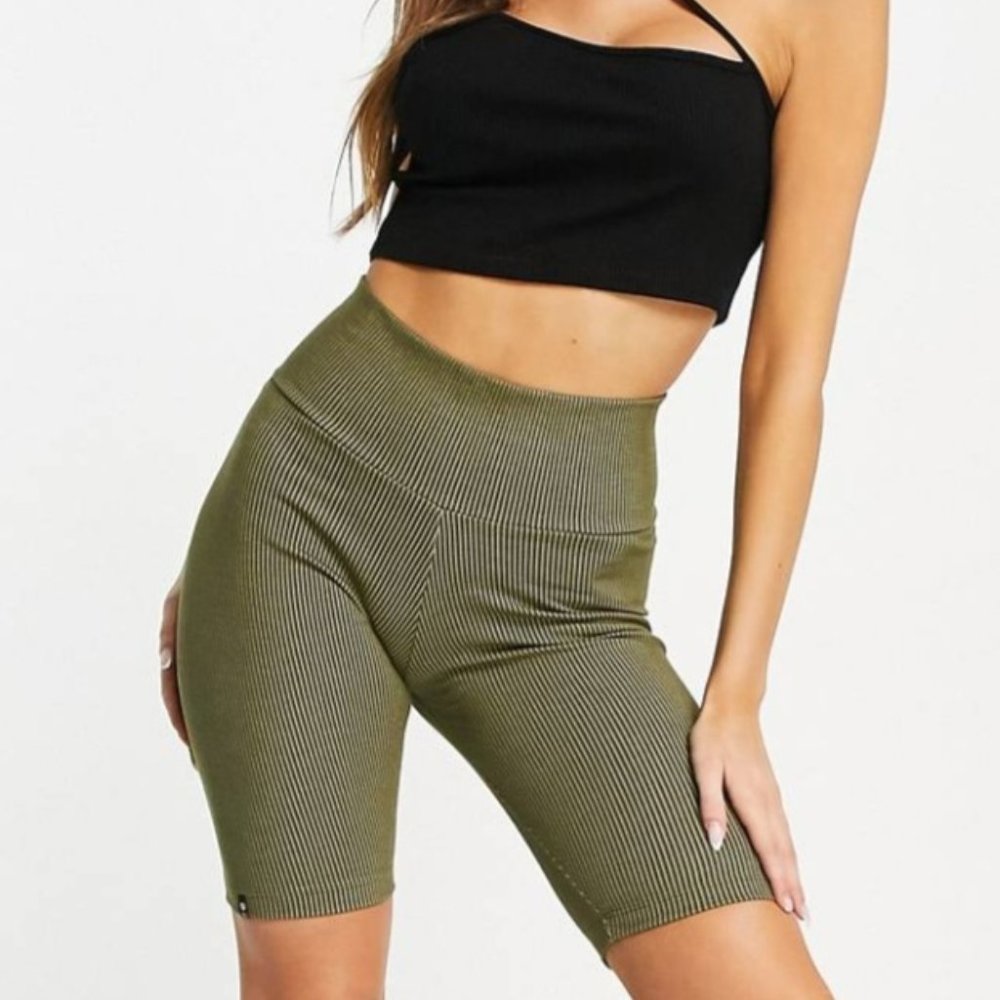 Adidas Ribbed Green Shorts Utility Olive Green HF2105 size Large